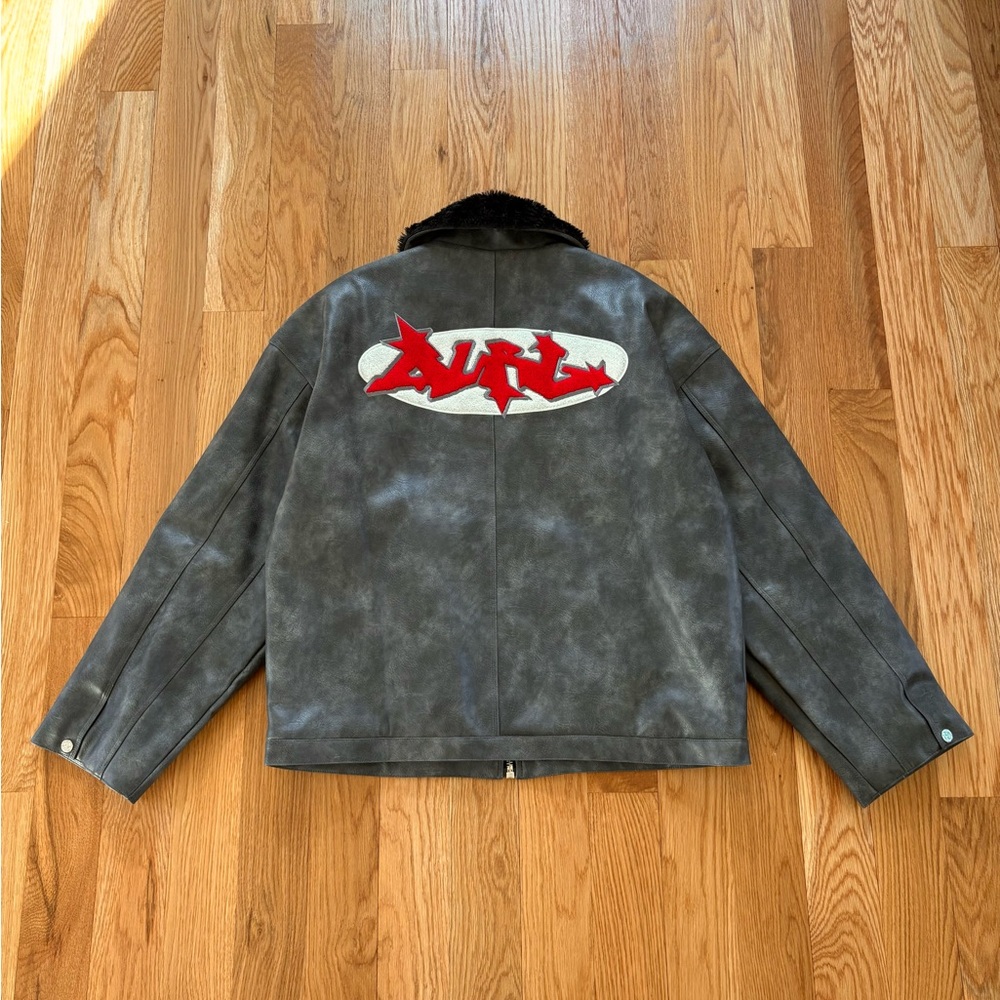 Davril Supply Aviator Graff Jacket Faux Leather Heavyweight Flight Bomber Large